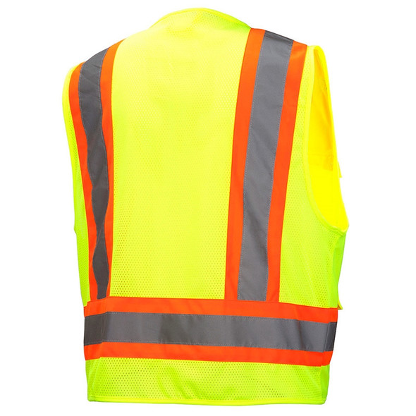 Pyramex Class 2 Hi Vis Lime Two-Toned Lime Safety Vests RVZ2410 Back